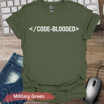 CODE-BLOODED T-Shirt - S / Military Green - Physical Item