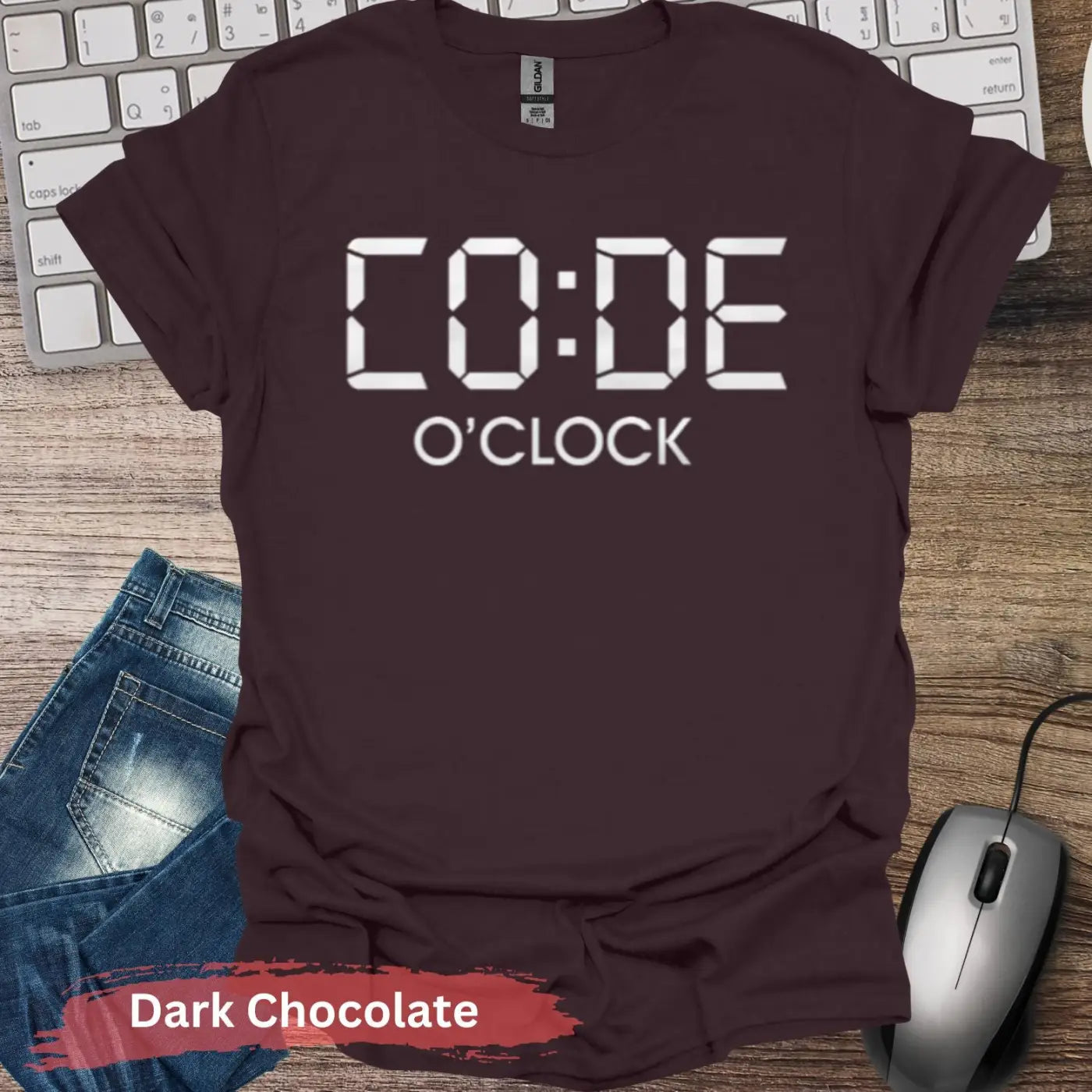 Code O’Clock T-shirt - S / Dark Chocolate - Physical Item