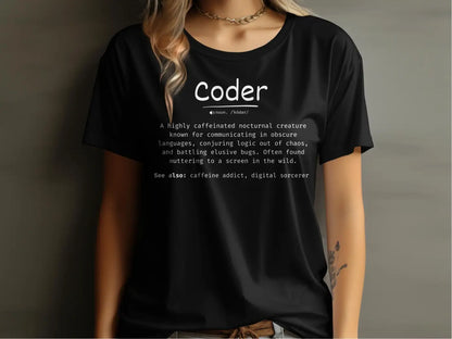 Coder Funny Definition For Computer Enthusiasts T-Shirt - Physical Item