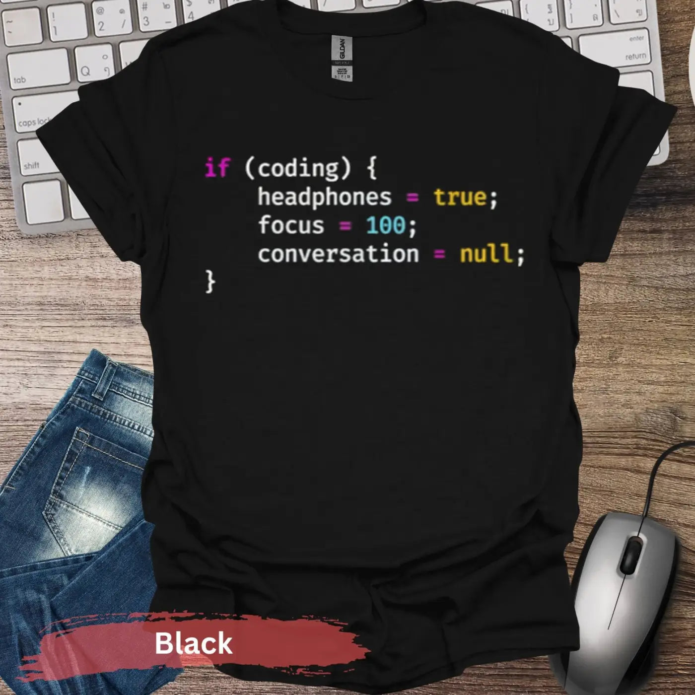 Coding Focus 100 T-shirt - S / Black - Physical Item