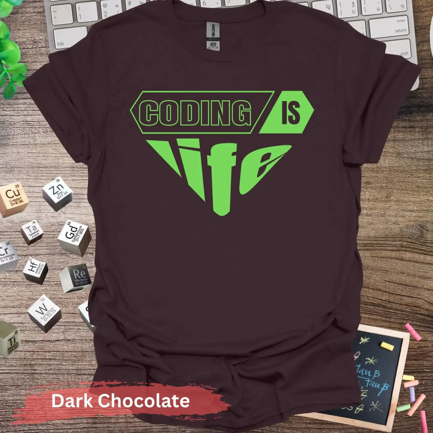 Coding Is Life T-Shirt - S / Dark Chocolate - Physical Item