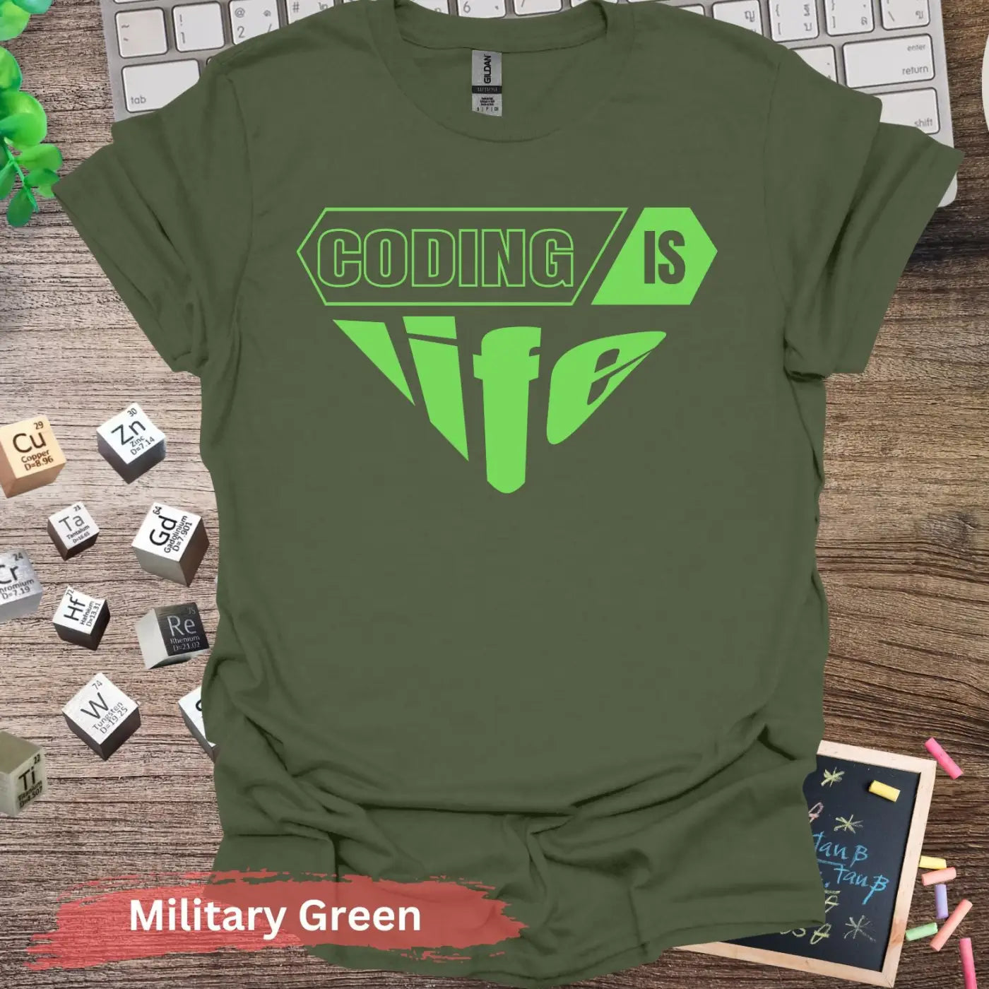 Coding Is Life T-Shirt - S / Military Green - Physical Item