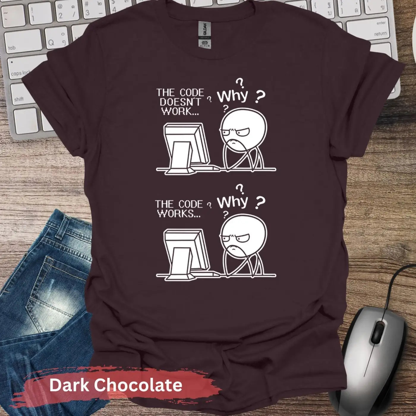 Coding Meme T-Shirt - S / Dark Chocolate - Physical Item