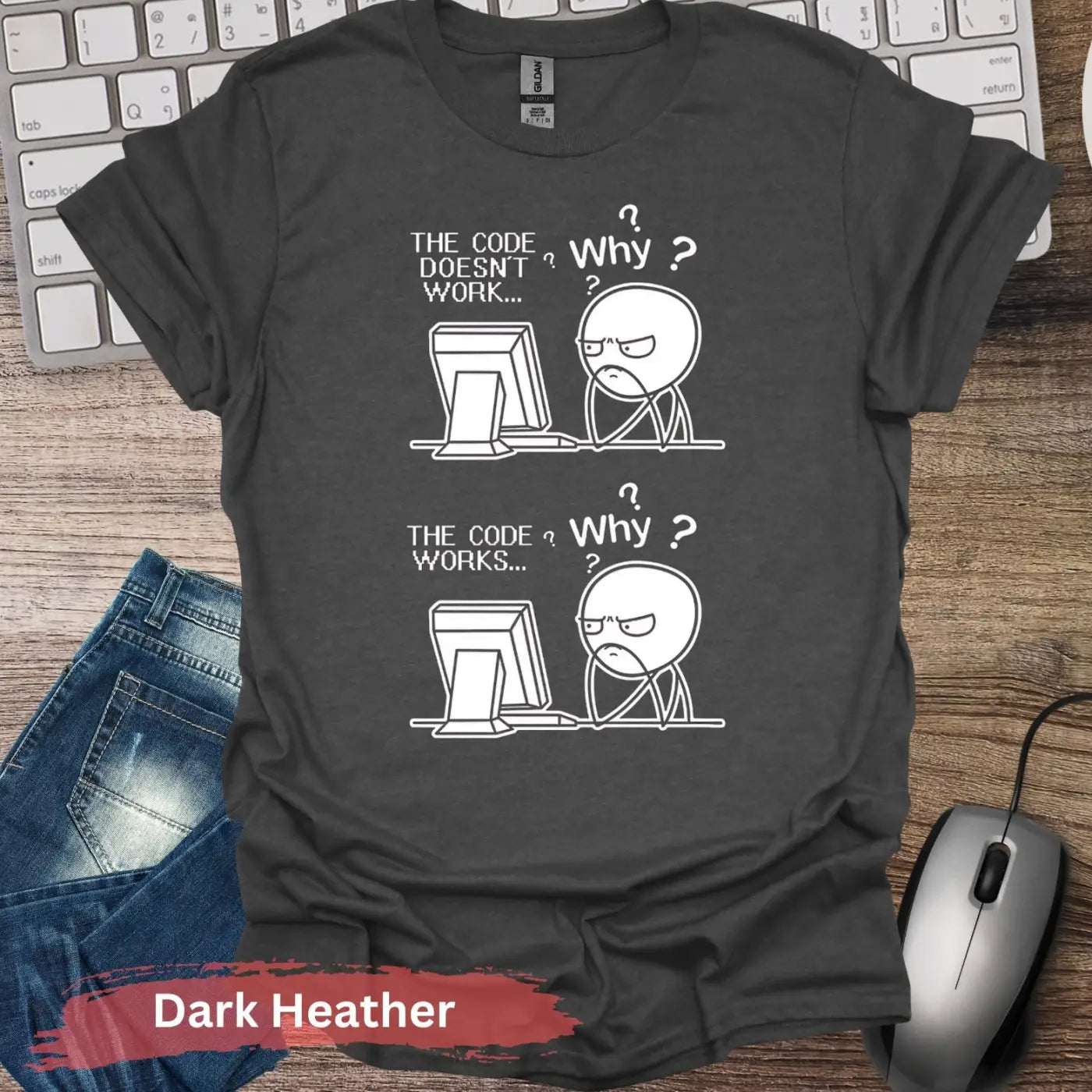 Coding Meme T-Shirt - S / Dark Heather - Physical Item