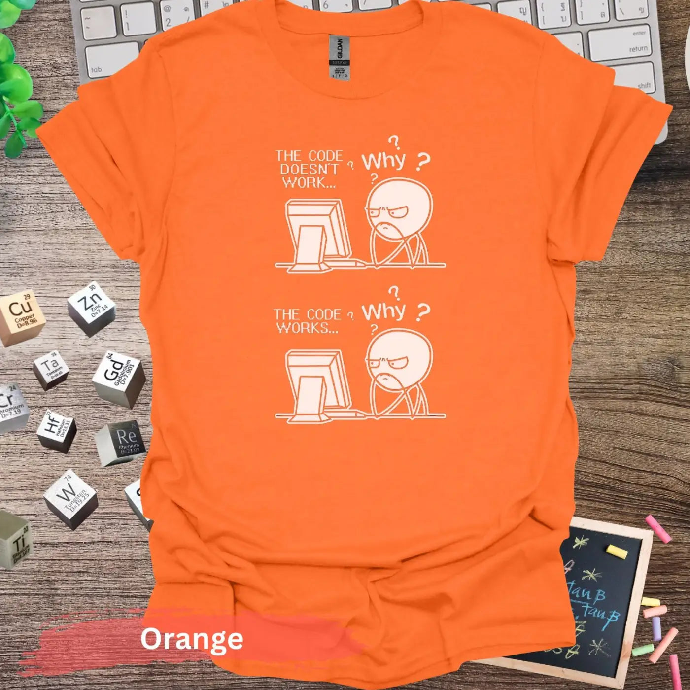 Coding Meme T-Shirt - S / Orange - Physical Item