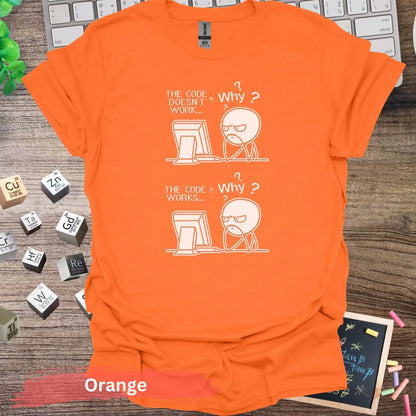 Coding Meme T-Shirt - S / Orange - Physical Item