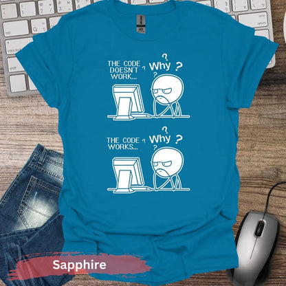 Coding Meme T-Shirt - S / Sapphire - Physical Item