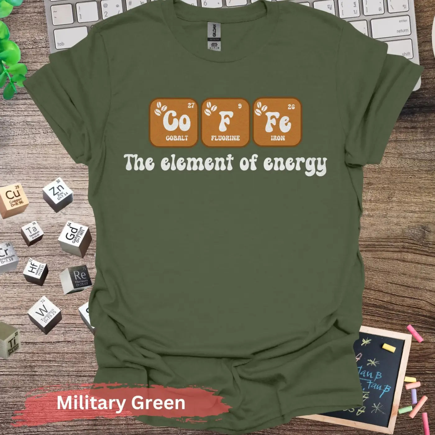 Coffee the Element of Energy Periodic Table - S / Military Green - Physical Item