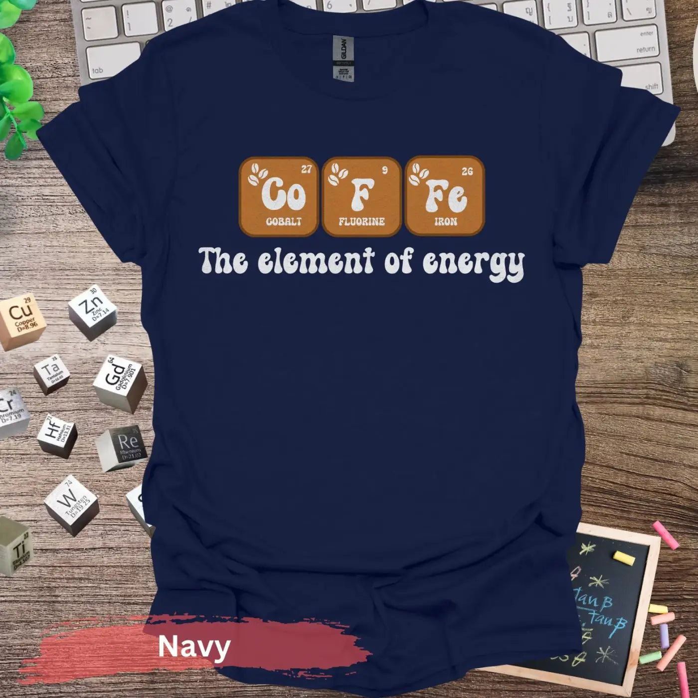 Coffee the Element of Energy Periodic Table - S / Navy - Physical Item