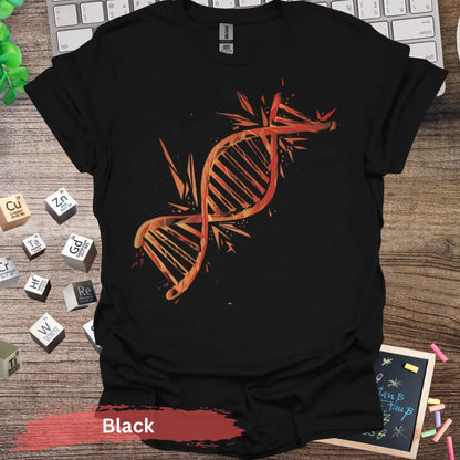 Colorful DNA Strand T-Shirt - S / Black - Physical Item