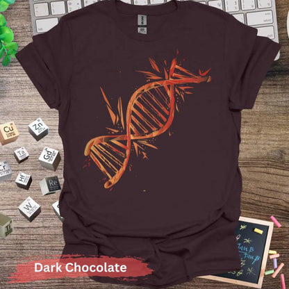 Colorful DNA Strand T-Shirt - S / Dark Chocolate - Physical Item