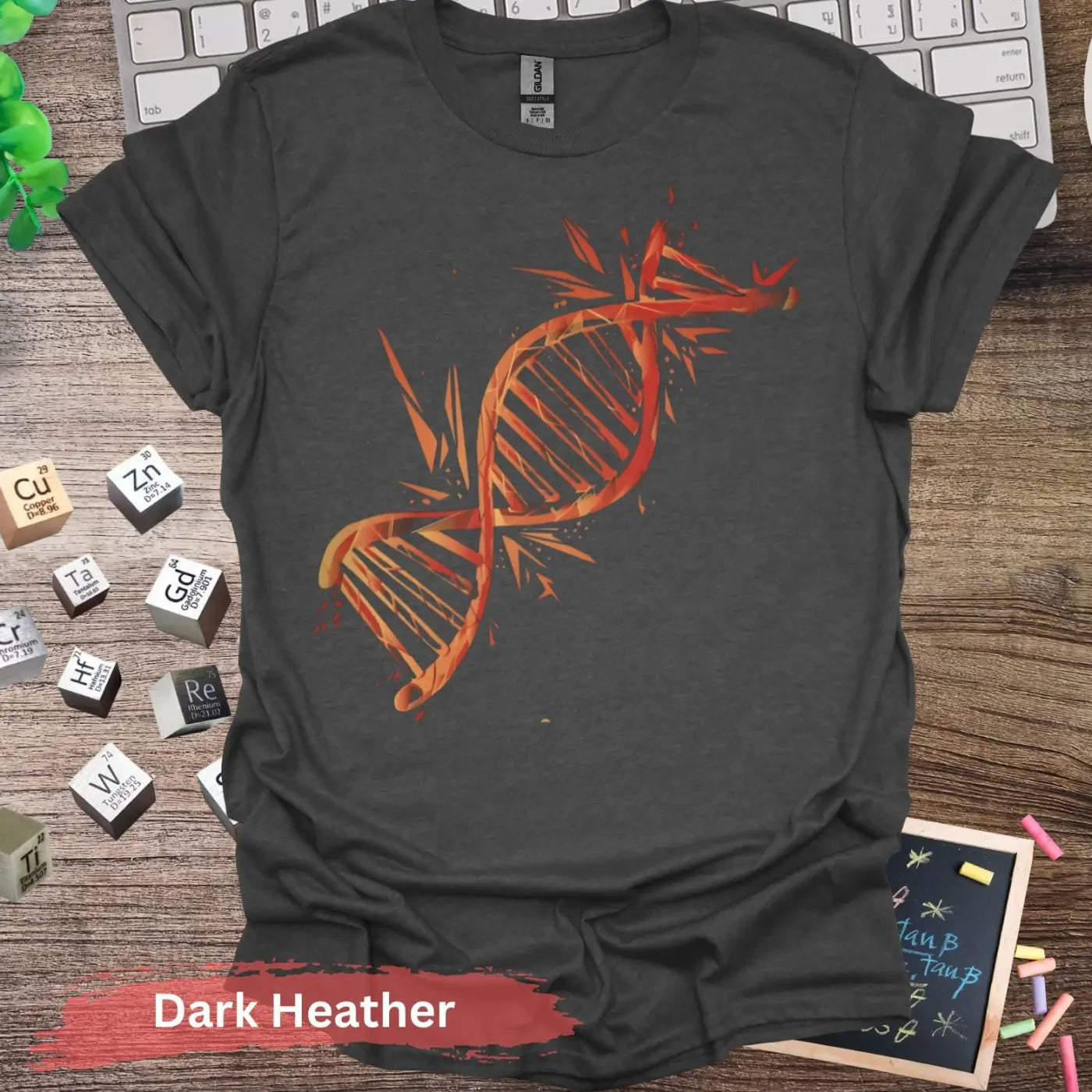 Colorful DNA Strand T-Shirt - S / Dark Heather - Physical Item