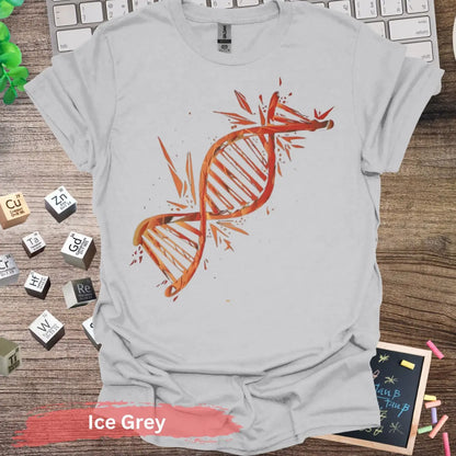 Colorful DNA Strand T-Shirt - S / Ice Grey - Physical Item