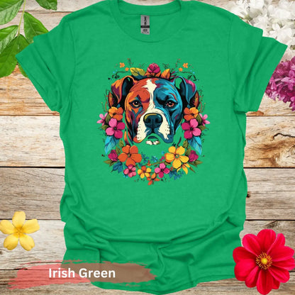 Colorful Dog Floral Graphic T-Shirt - S / Irish Green - Physical Item