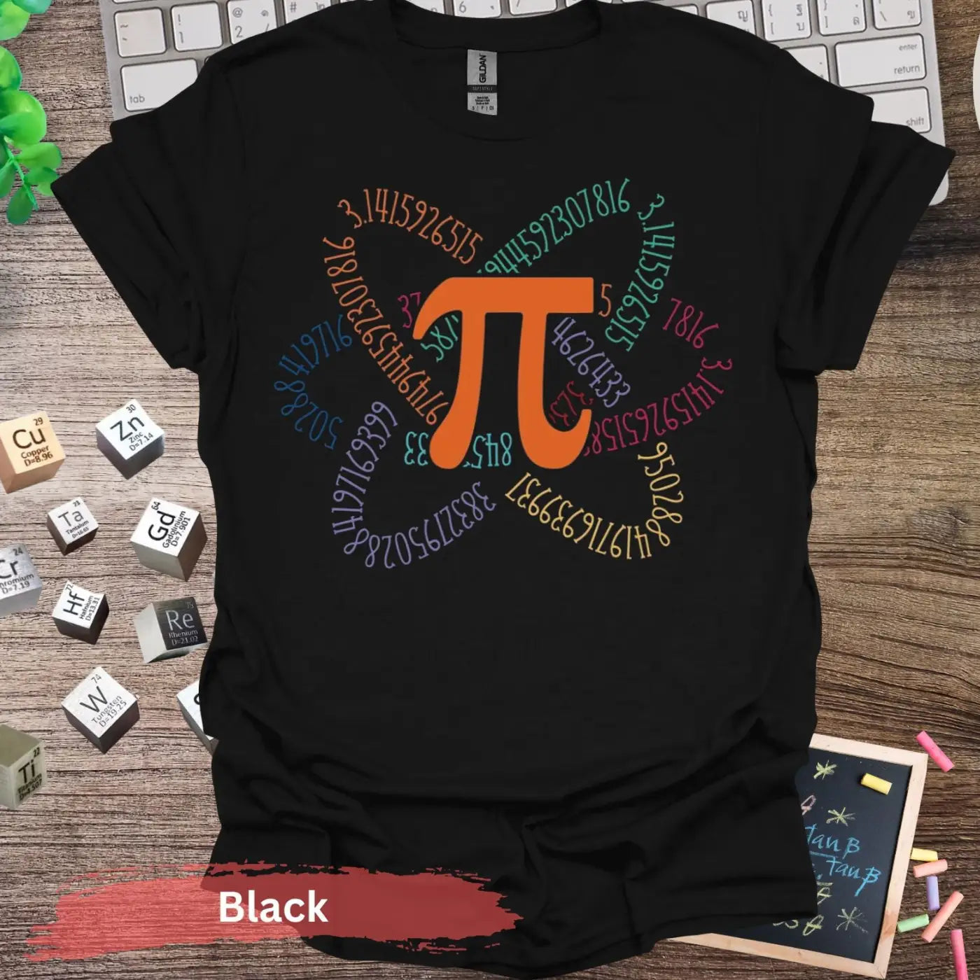 Colorful Pi Symbol T-Shirt - S / Black - Physical Item