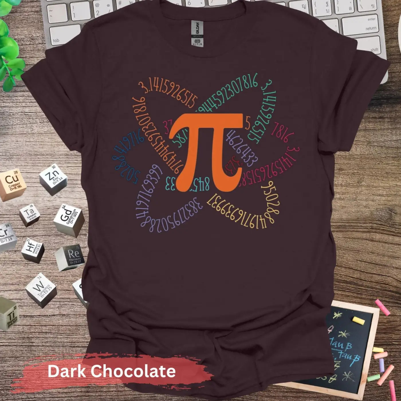 Colorful Pi Symbol T-Shirt - S / Dark Chocolate - Physical Item