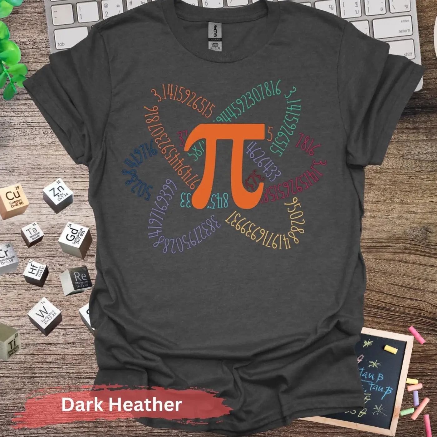 Colorful Pi Symbol T-Shirt - S / Dark Heather - Physical Item