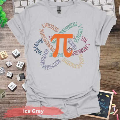 Colorful Pi Symbol T-Shirt - S / Ice Grey - Physical Item