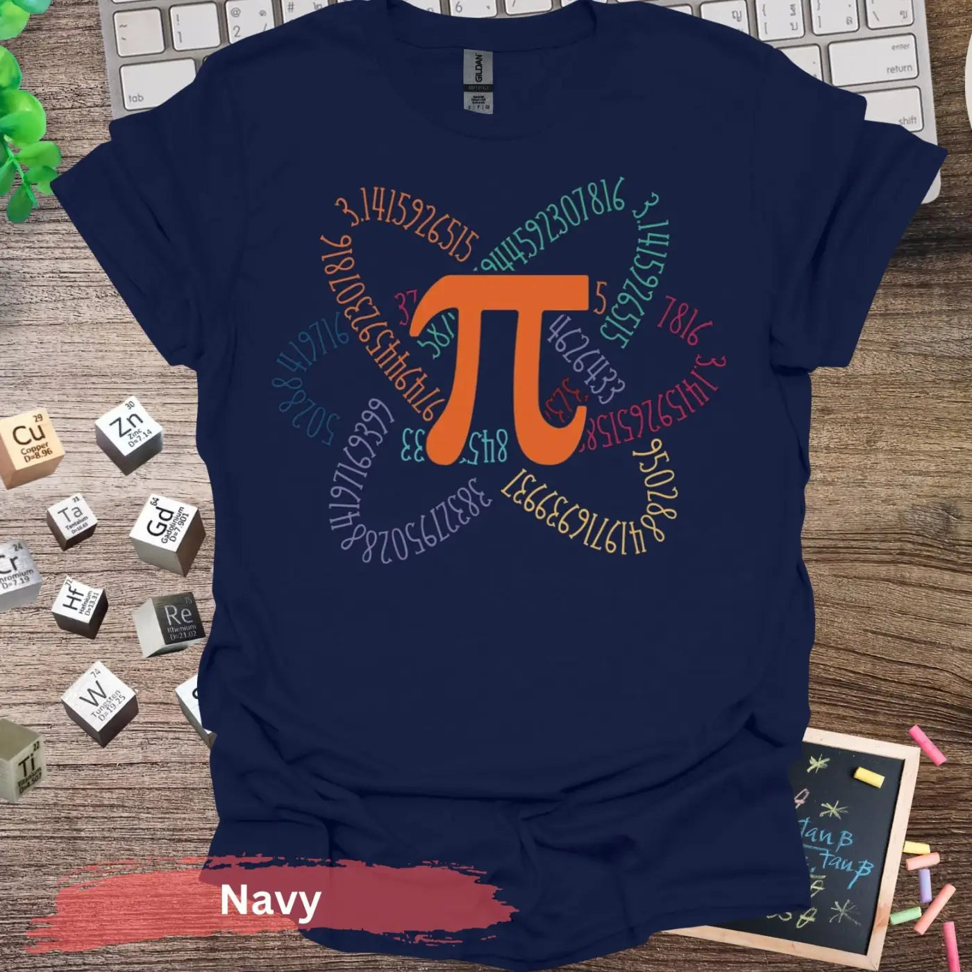 Colorful Pi Symbol T-Shirt - S / Navy - Physical Item