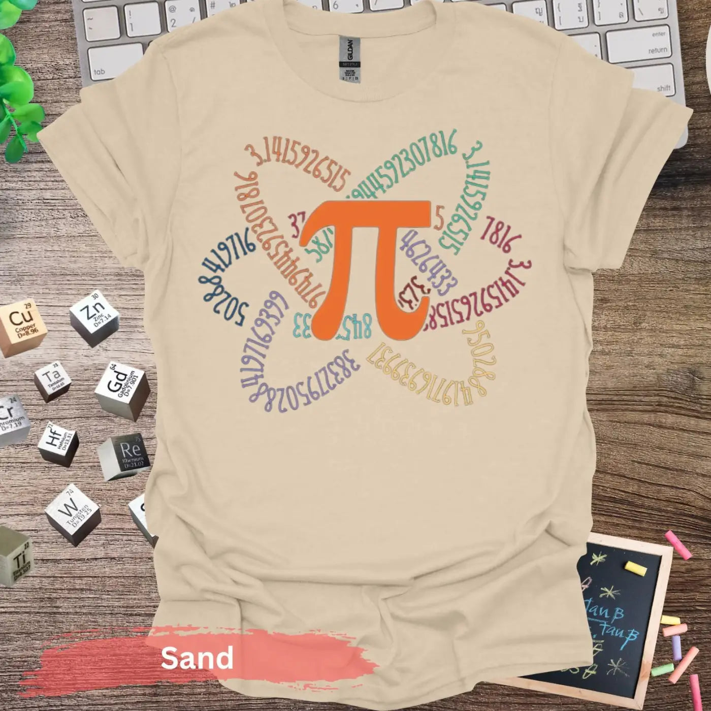 Colorful Pi Symbol T-Shirt - S / Sand - Physical Item