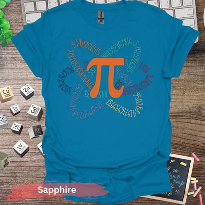 Colorful Pi Symbol T-Shirt - S / Sapphire - Physical Item