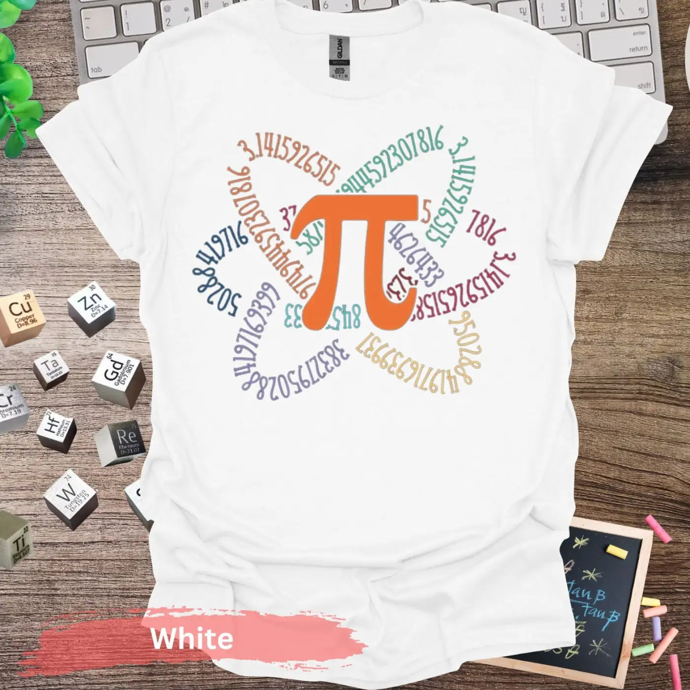 Colorful Pi Symbol T-Shirt - S / White - Physical Item