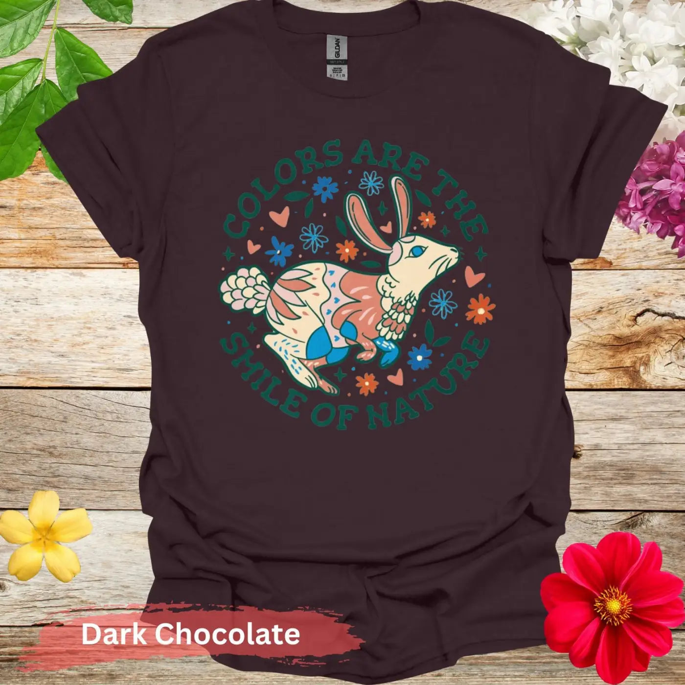 Colors Are The Smile Of Nature Floral T-Shirt - S / Dark Chocolate - Physical Item