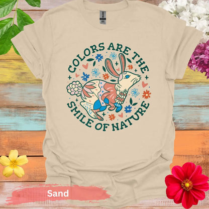 Colors Are The Smile Of Nature Floral T-Shirt - S / Sand - Physical Item