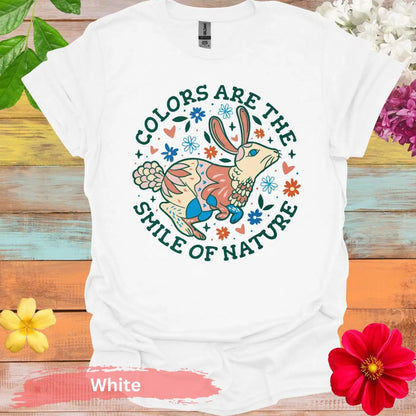 Colors Are The Smile Of Nature Floral T-Shirt - S / White - Physical Item