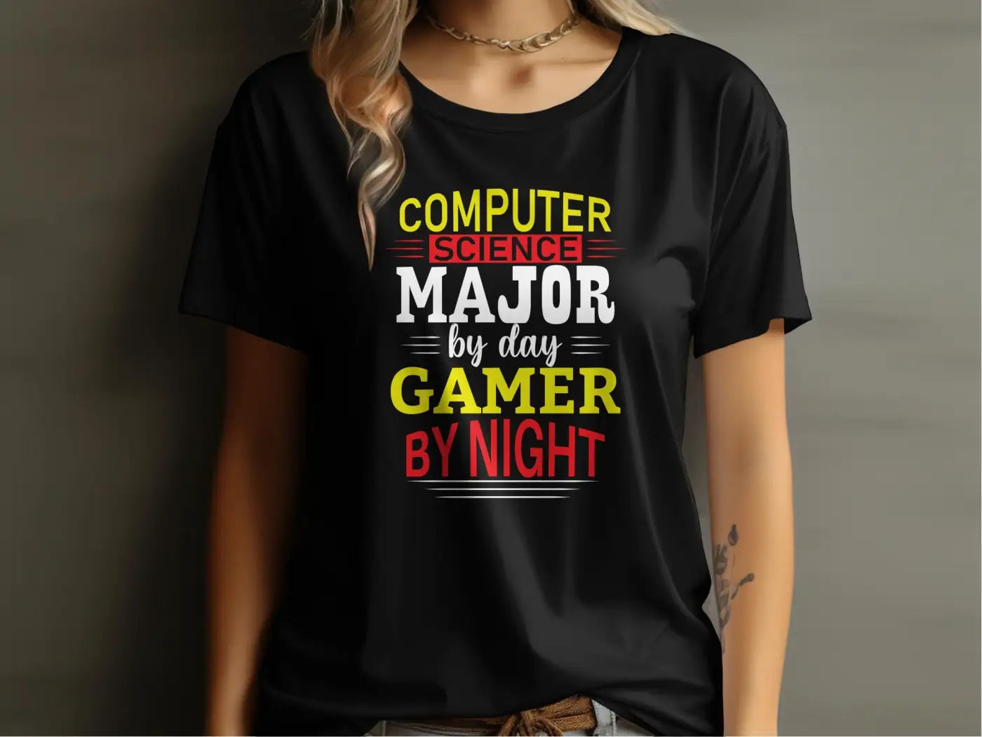 Computer Science major by day Gamer By Night T-Shirt - Physical Item