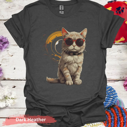 Cat Solar Eclipse T-shirt - S / Dark Heather - Physical Item