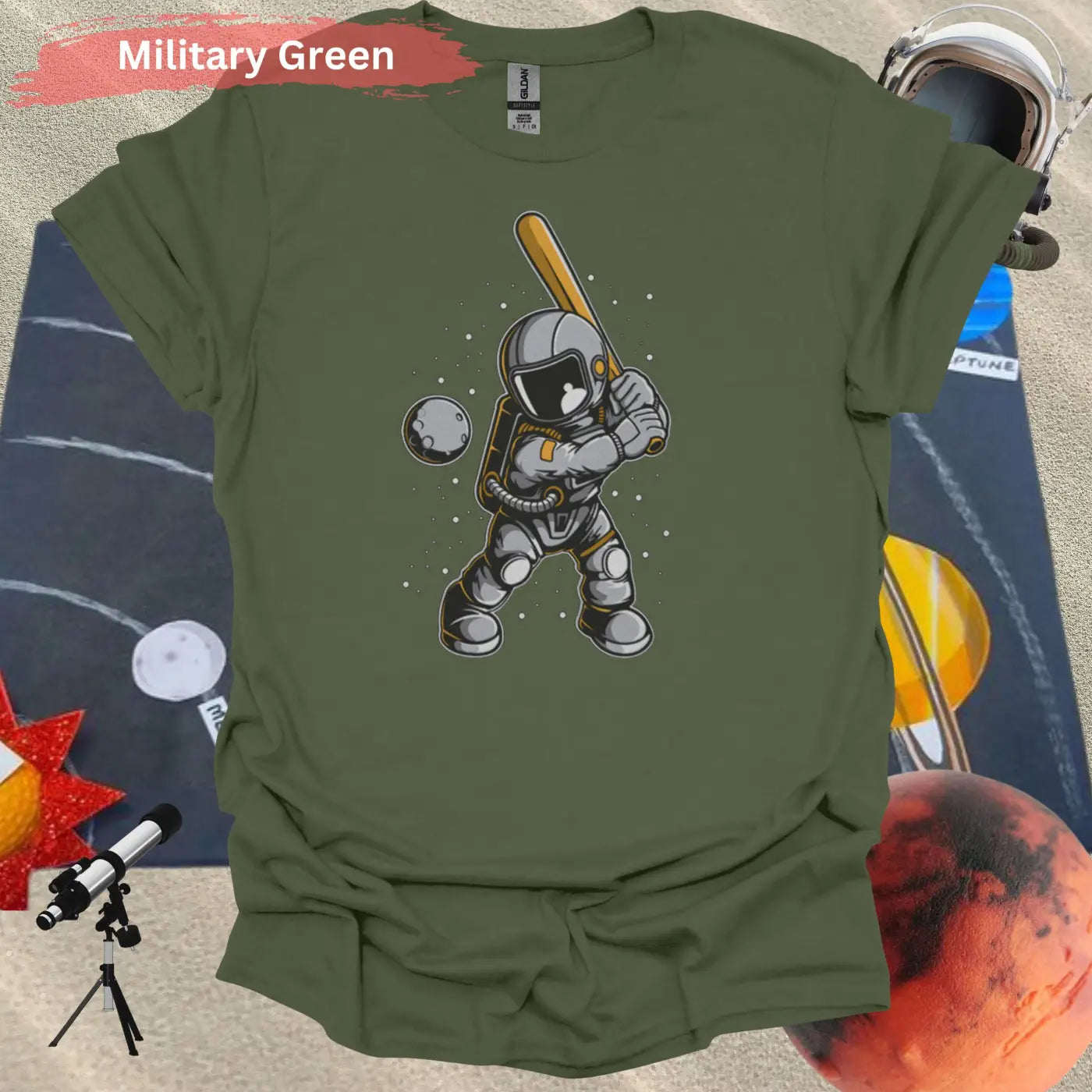 Cosmic Baseball Astronaut T-Shirt - Hit a Moonshot in Style - Physical Item