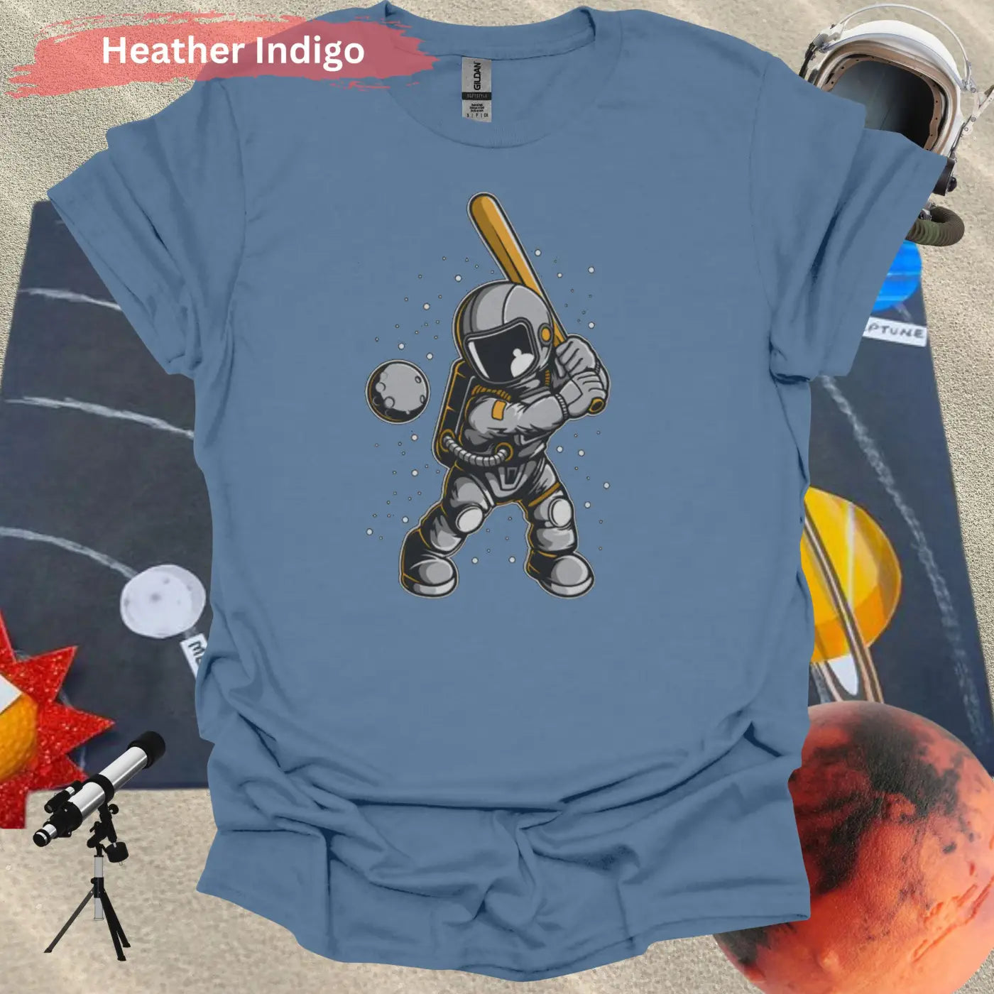 Cosmic Baseball Astronaut T-Shirt - Hit a Moonshot in Style - Physical Item