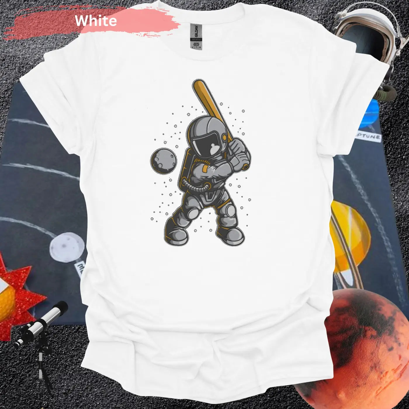 Cosmic Baseball Astronaut T-Shirt - Hit a Moonshot in Style - Physical Item