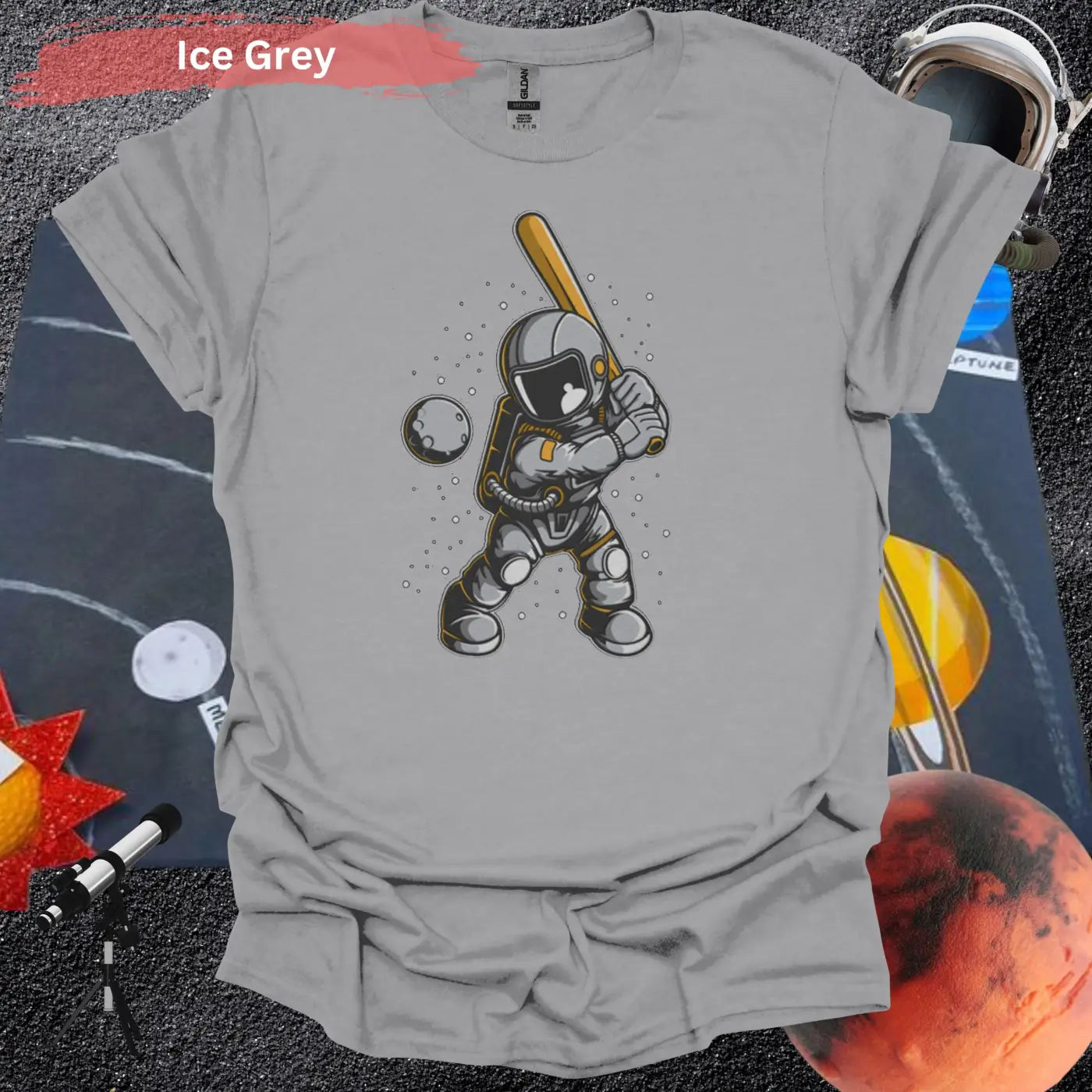 Cosmic Baseball Astronaut T-Shirt - Hit a Moonshot in Style - Physical Item