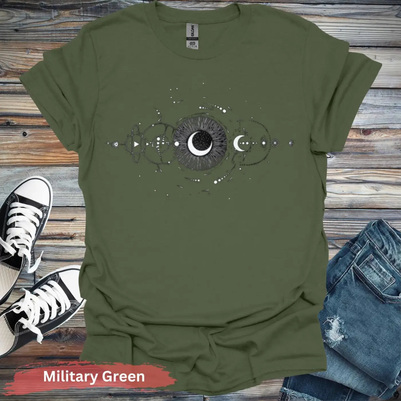 Cosmic Chaos T-Shirt - S / Military Green - Physical Item