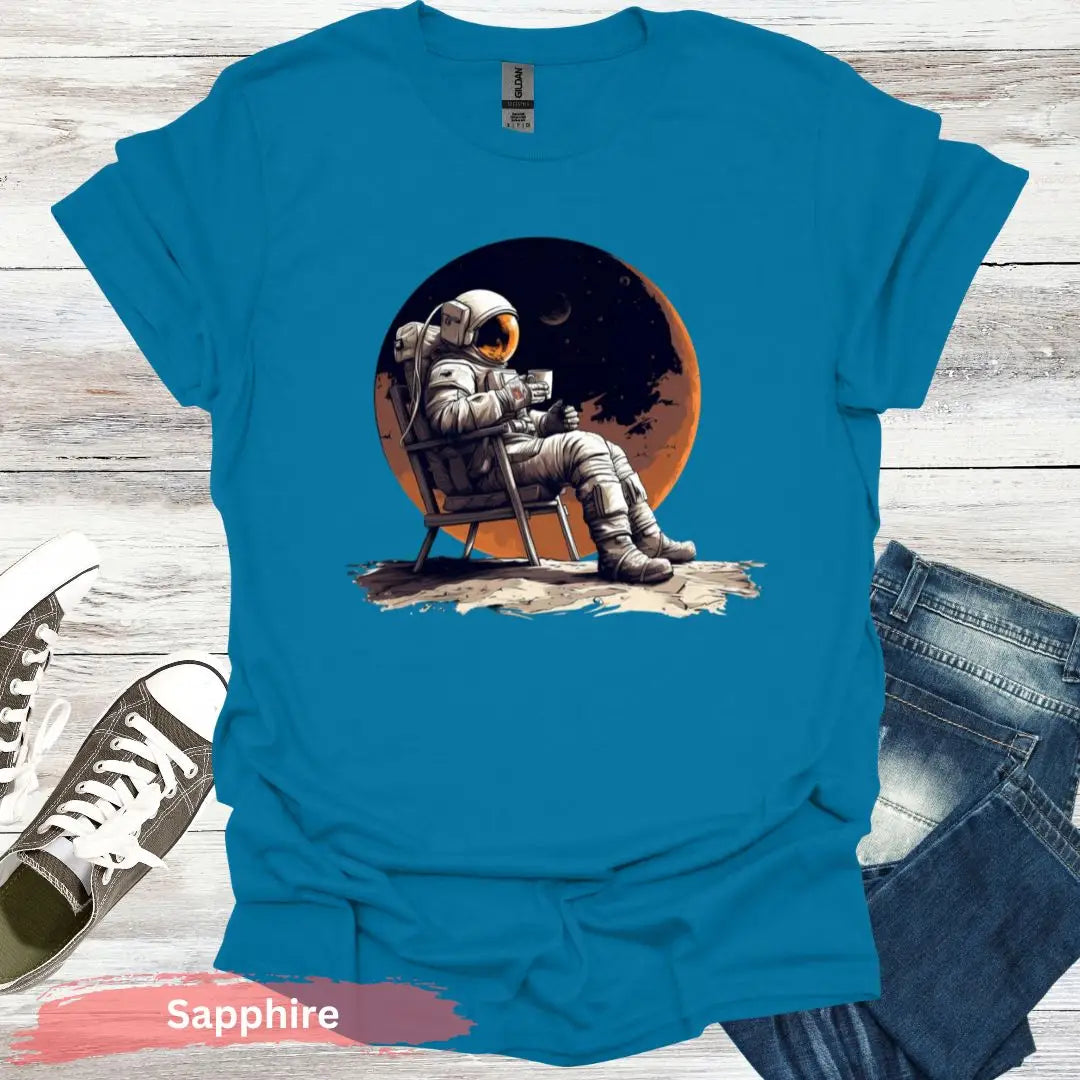 Cosmic Coffee Break T-Shirt - S / Sapphire - Physical Item