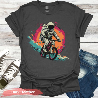 Cosmic Cyclist T-Shirt - S - Unisex / Dark Heather - Physical Item