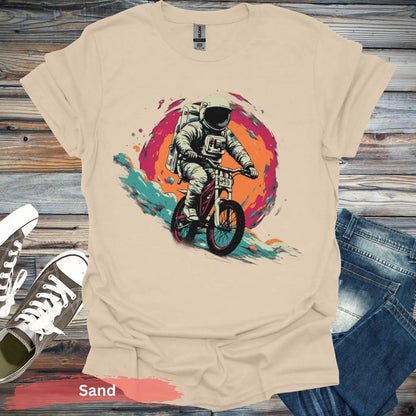 Cosmic Cyclist T-Shirt - S - Unisex / Sand - Physical Item