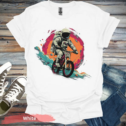 Cosmic Cyclist T-Shirt - S - Unisex / White - Physical Item
