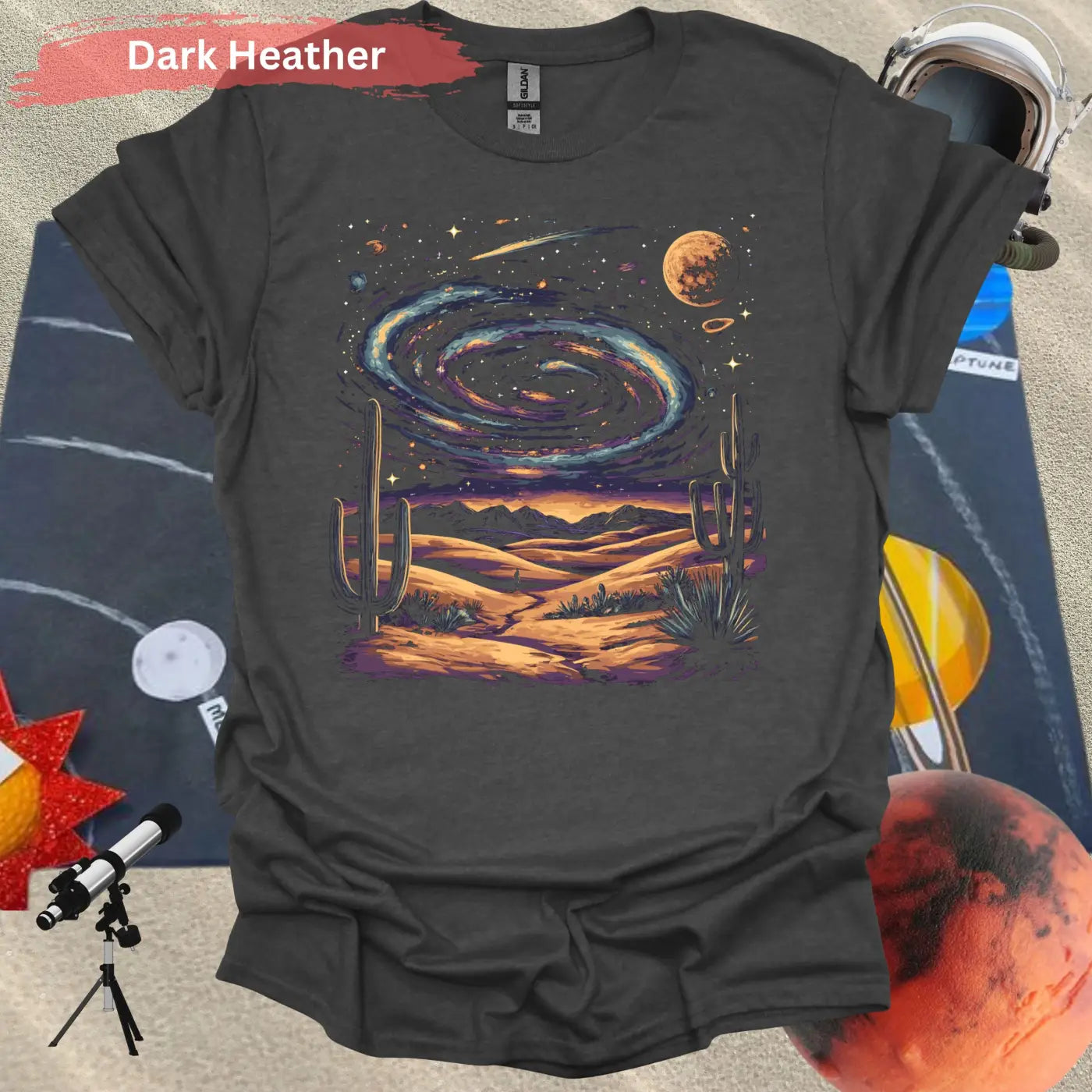 Cosmic Desert Landscape T-Shirt - S / Dark Heather - Physical Item