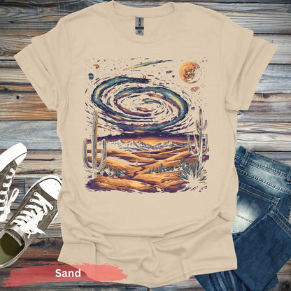 Cosmic Desert Landscape T-Shirt - S / Sand - Physical Item