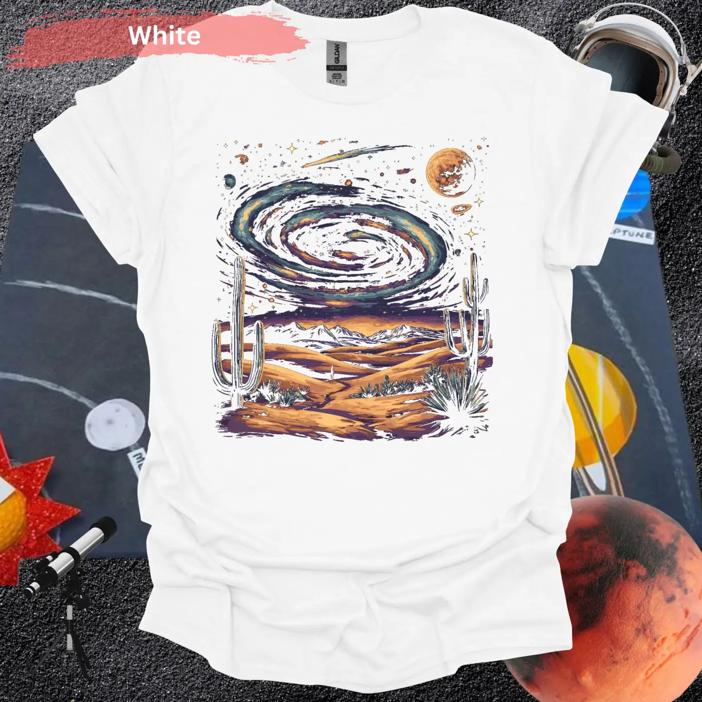 Cosmic Desert Landscape T-Shirt - S / White - Physical Item