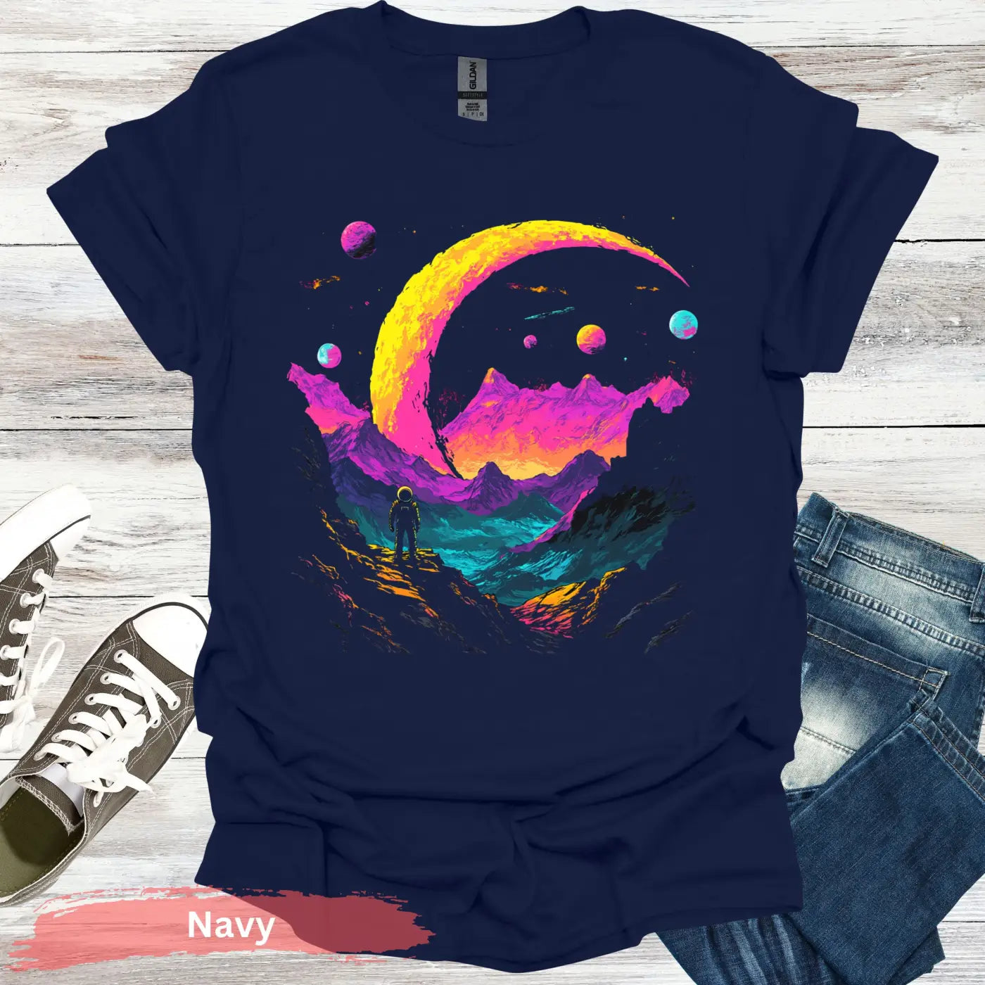 Cosmic Explorer T-shirt - S / Navy - Physical Item