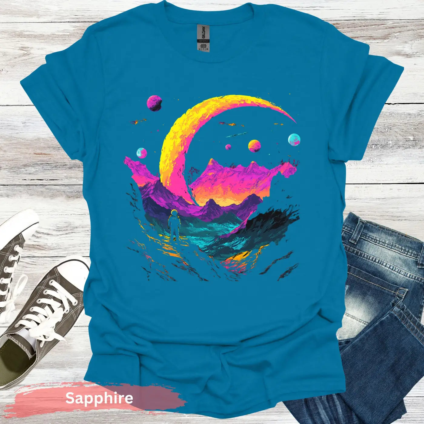 Cosmic Explorer T-shirt - S / Sapphire - Physical Item