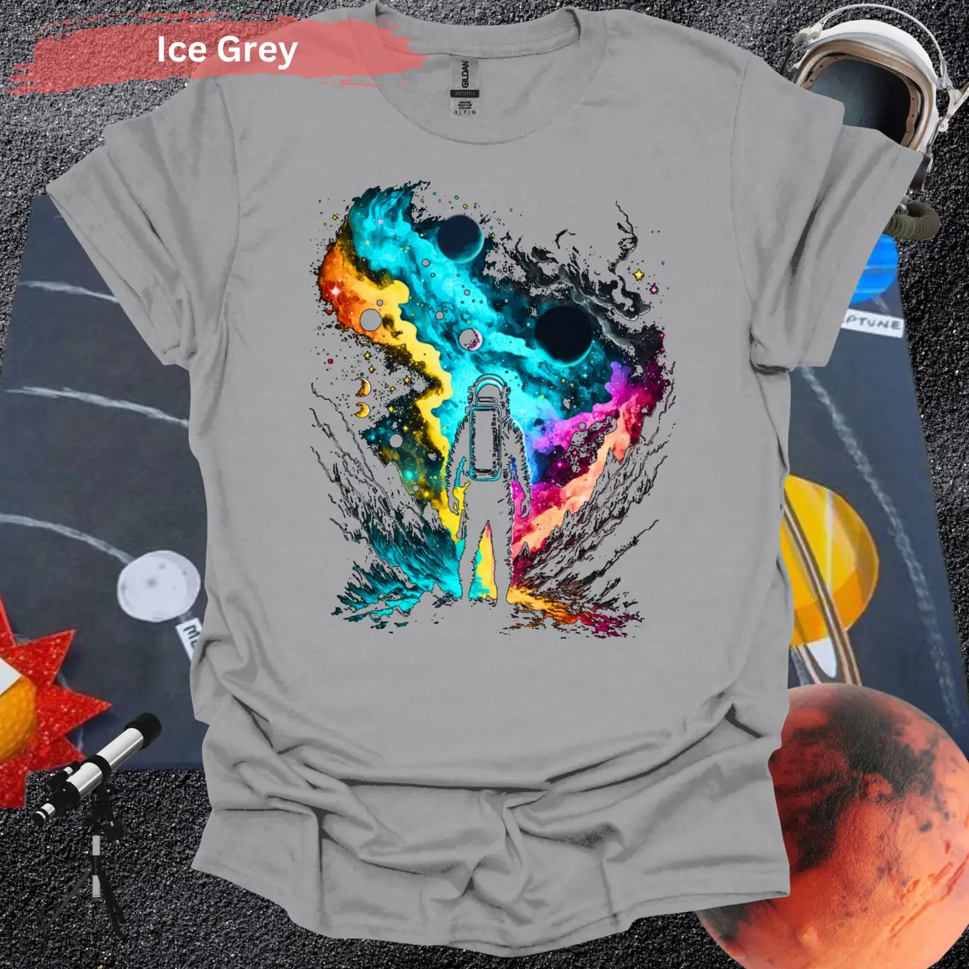 Cosmic Odyssey: Journey Into the Unknown T-shirt - S / Ice Grey - Physical Item