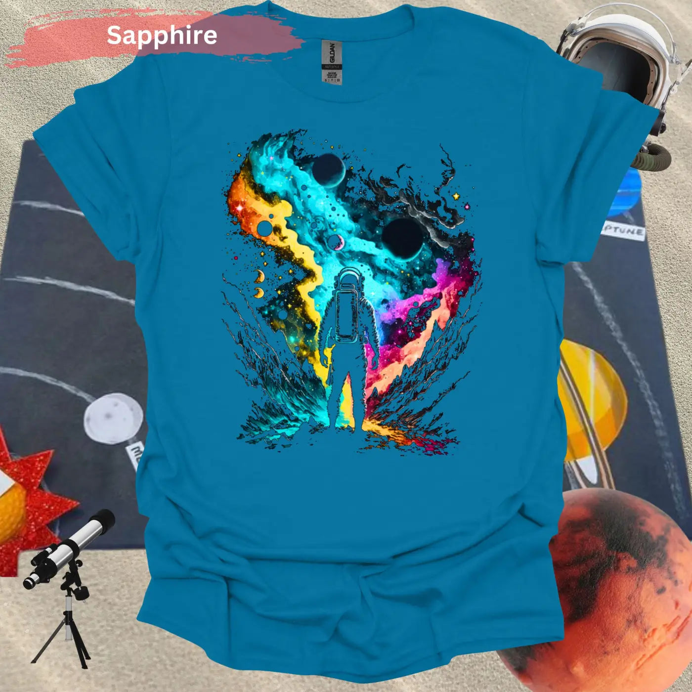 Cosmic Odyssey: Journey Into the Unknown T-shirt - S / Sapphire - Physical Item