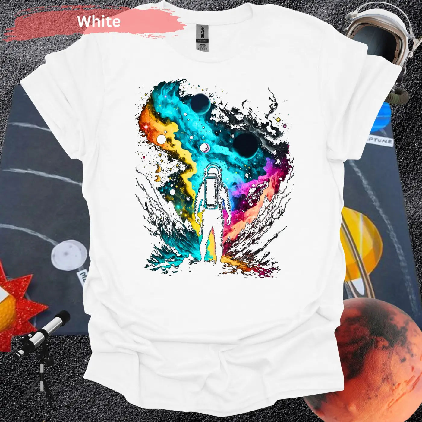 Cosmic Odyssey: Journey Into the Unknown T-shirt - S / White - Physical Item