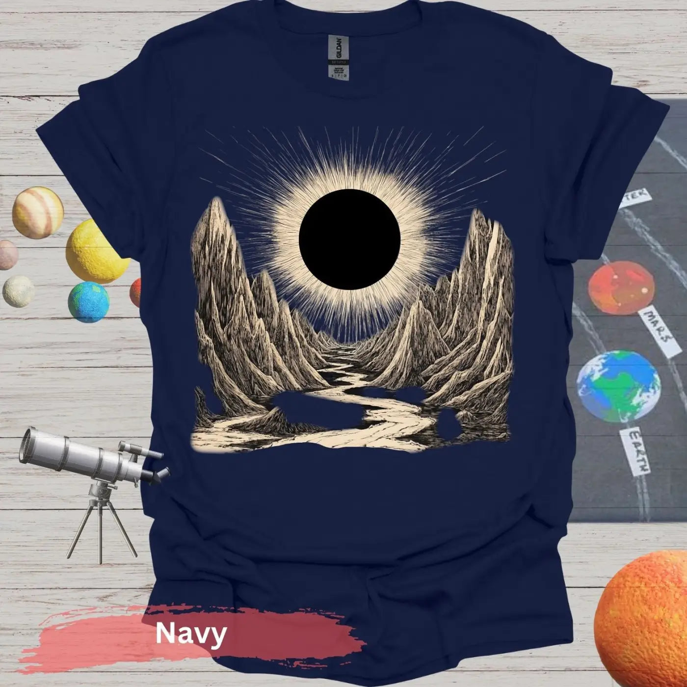 Cosmic pathway to Eclipse of Eternity T-shirt - S / Navy - Physical Item