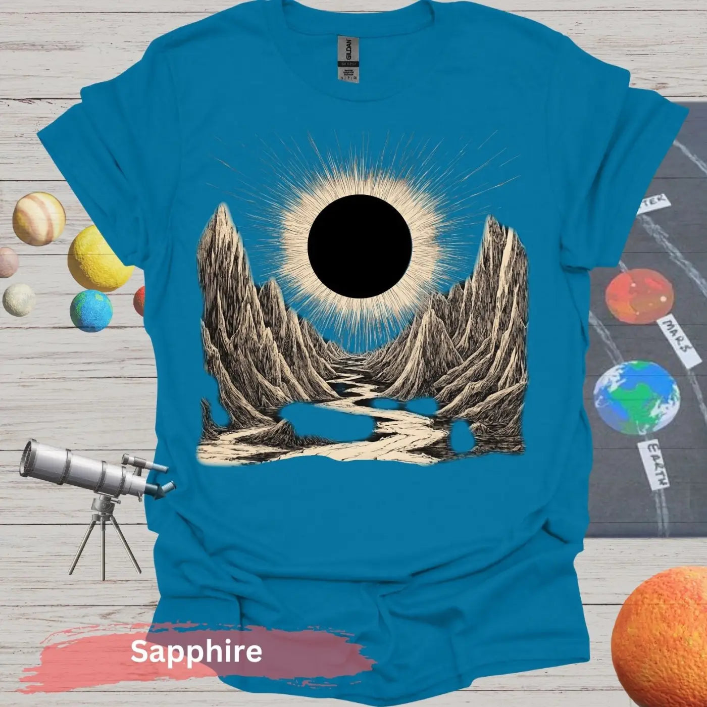 Cosmic pathway to Eclipse of Eternity T-shirt - S / Sapphire - Physical Item